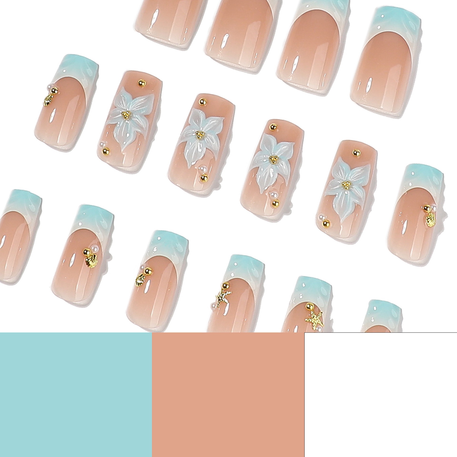 Summer Teal Medium Nails