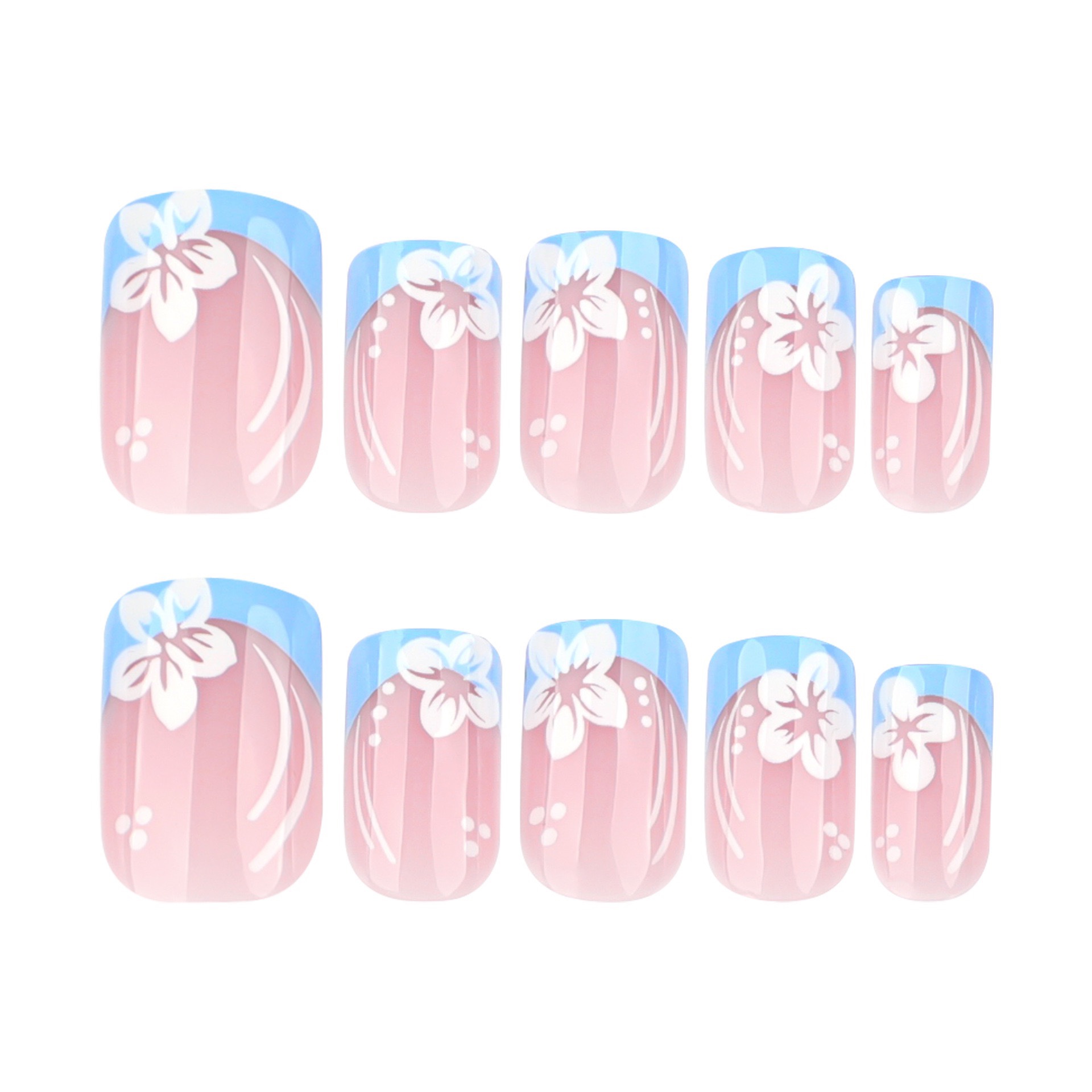 Buttercup Blue French Tips Medium Nails