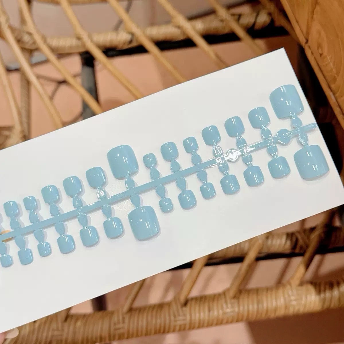 Pure Baby Blue Toe Nails 42pcs