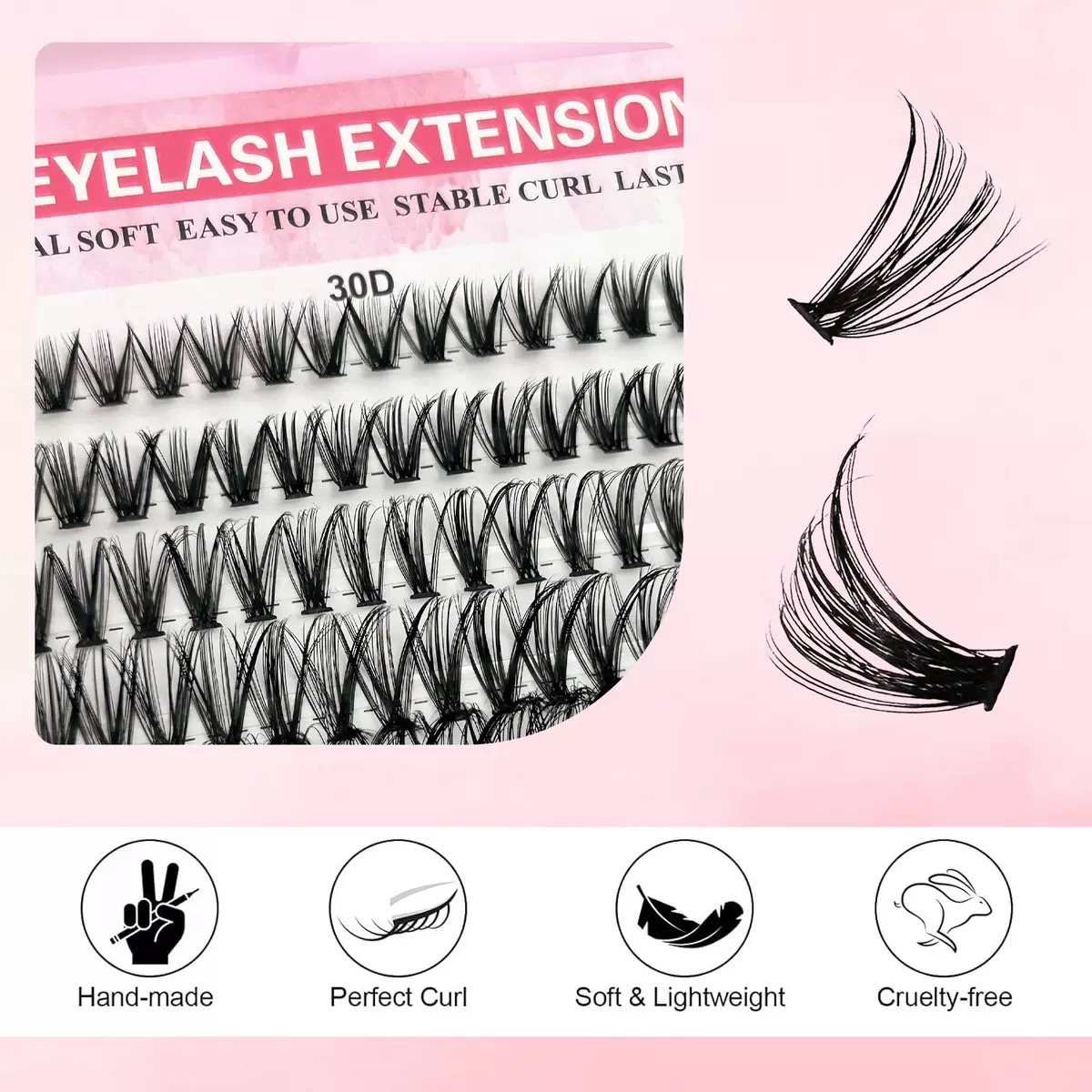 Natural eyelash book mixed with thick three- dimensional hard-stem false eyelashes
