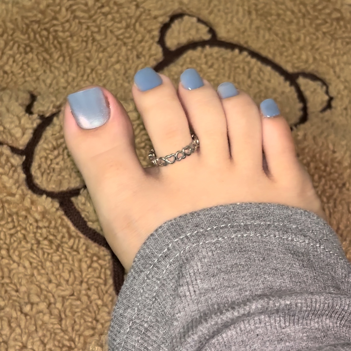 Light Blue Cat Eyes Toe Nails