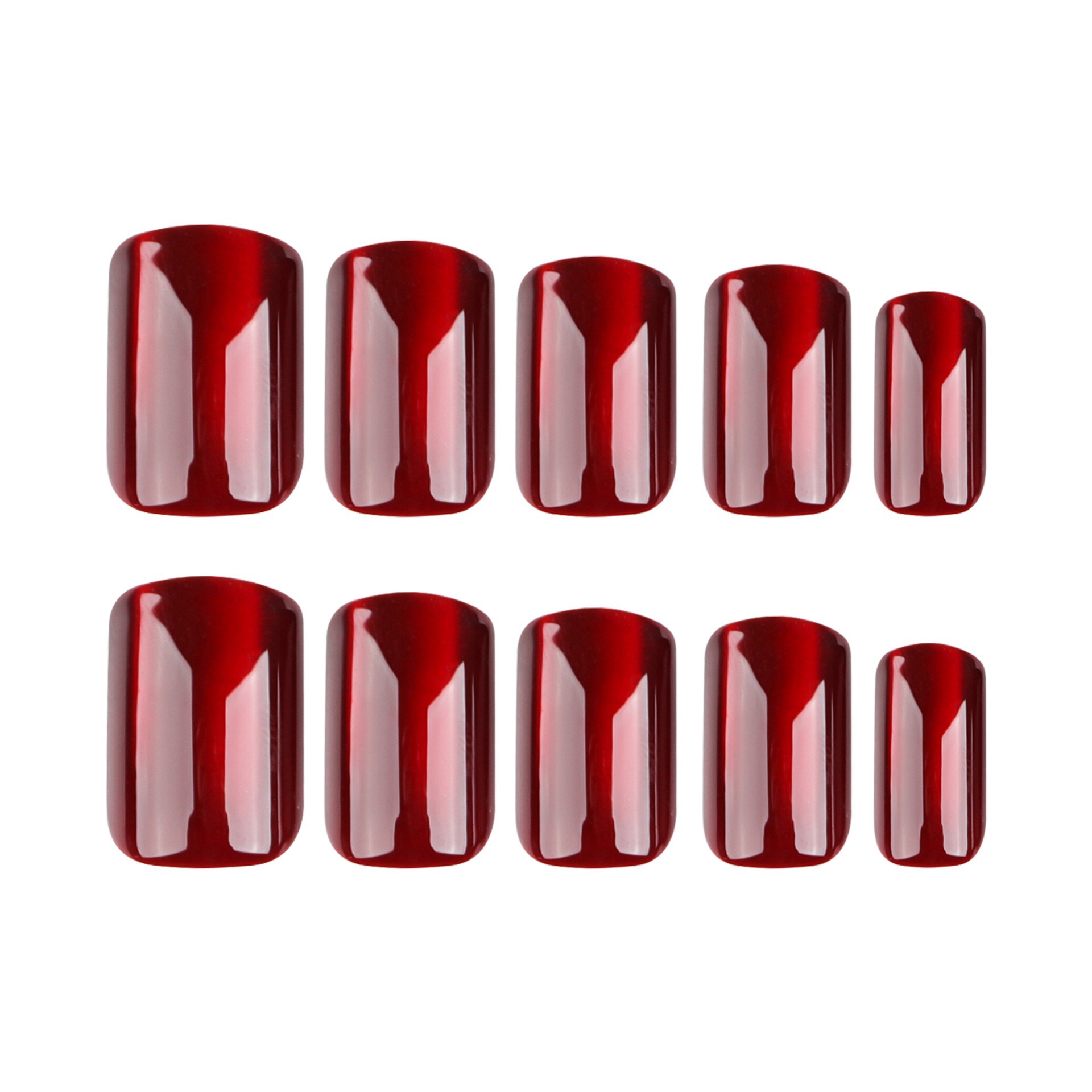 Wine Red Cat Eyes Short Nails