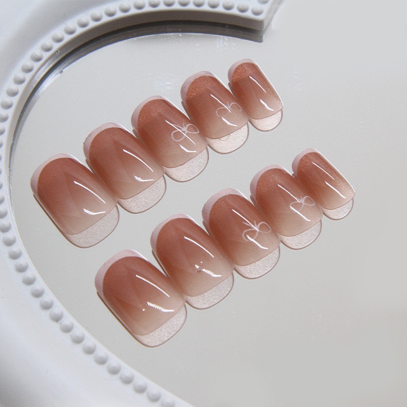 Pink French Tips Short Nails