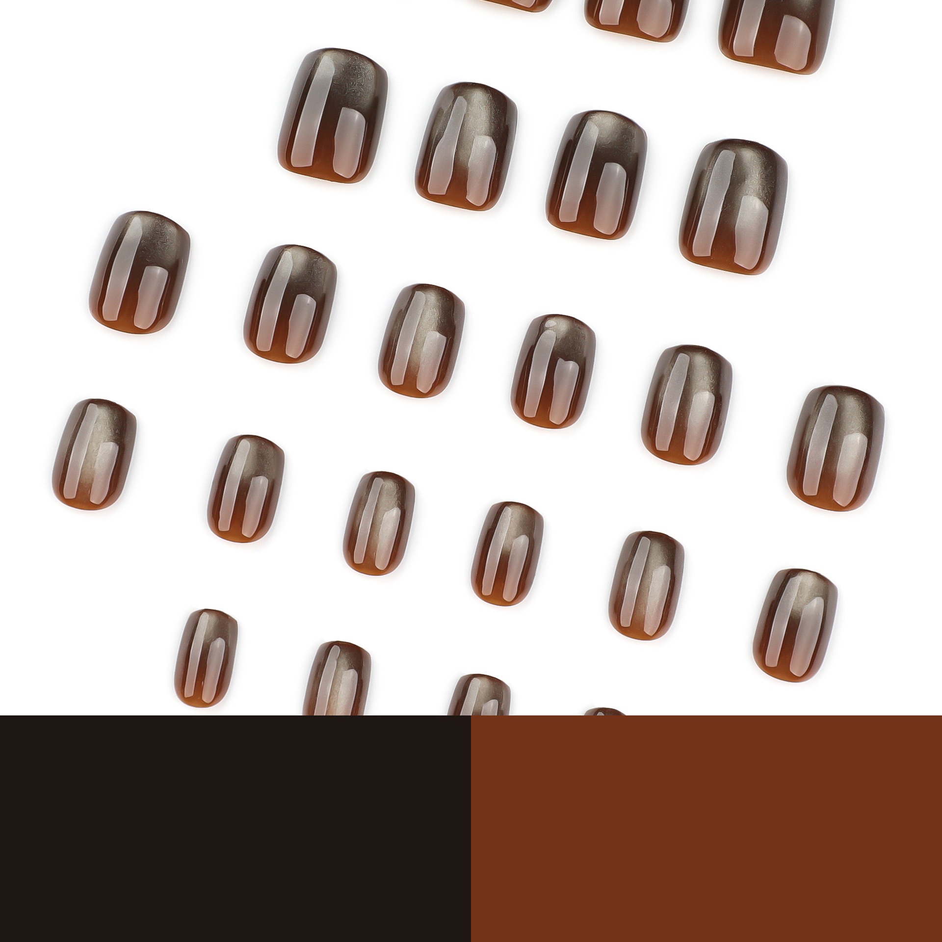 Coffee Cat Eyes Short Nails