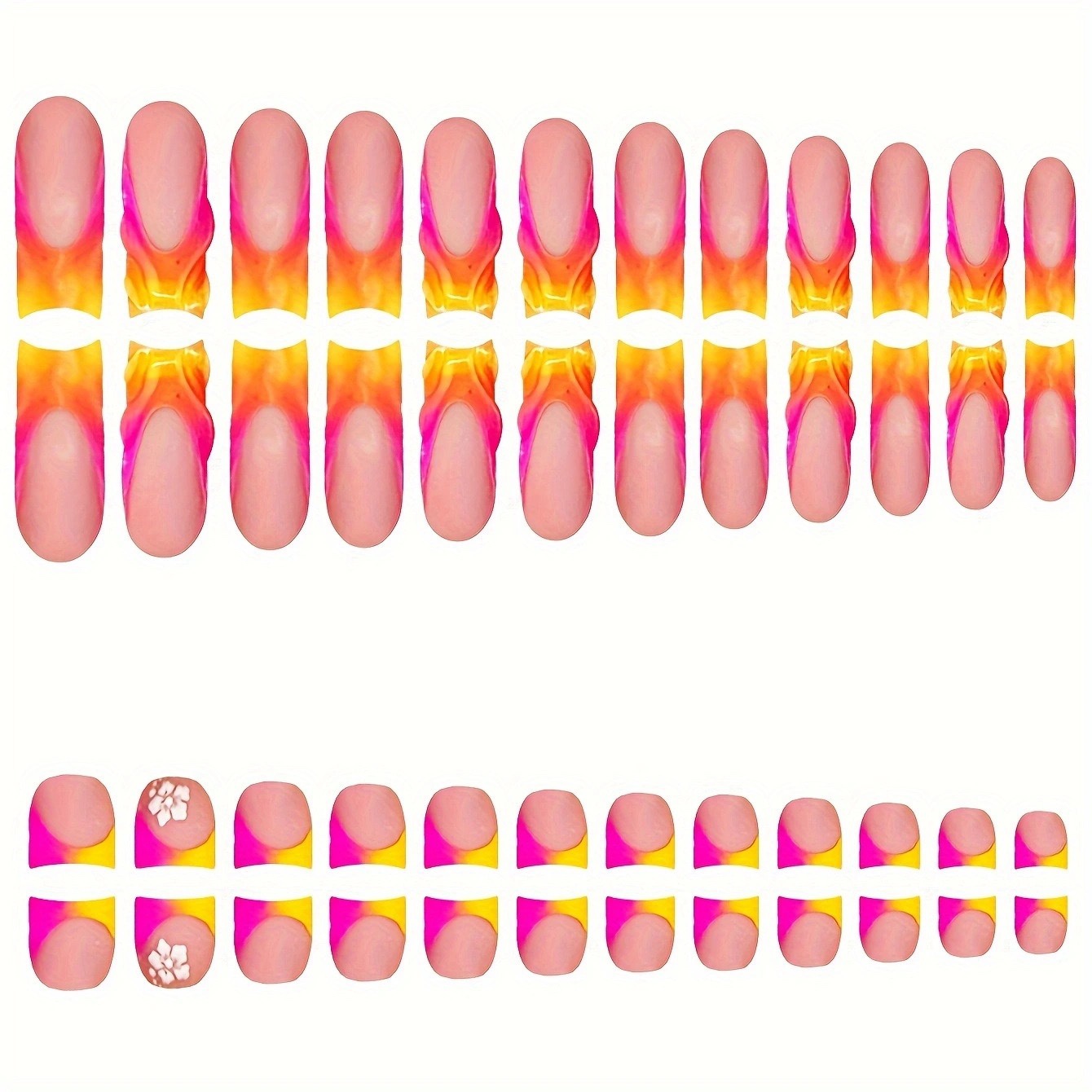 Hot Pink Flowers Hand&Foot Nails Set