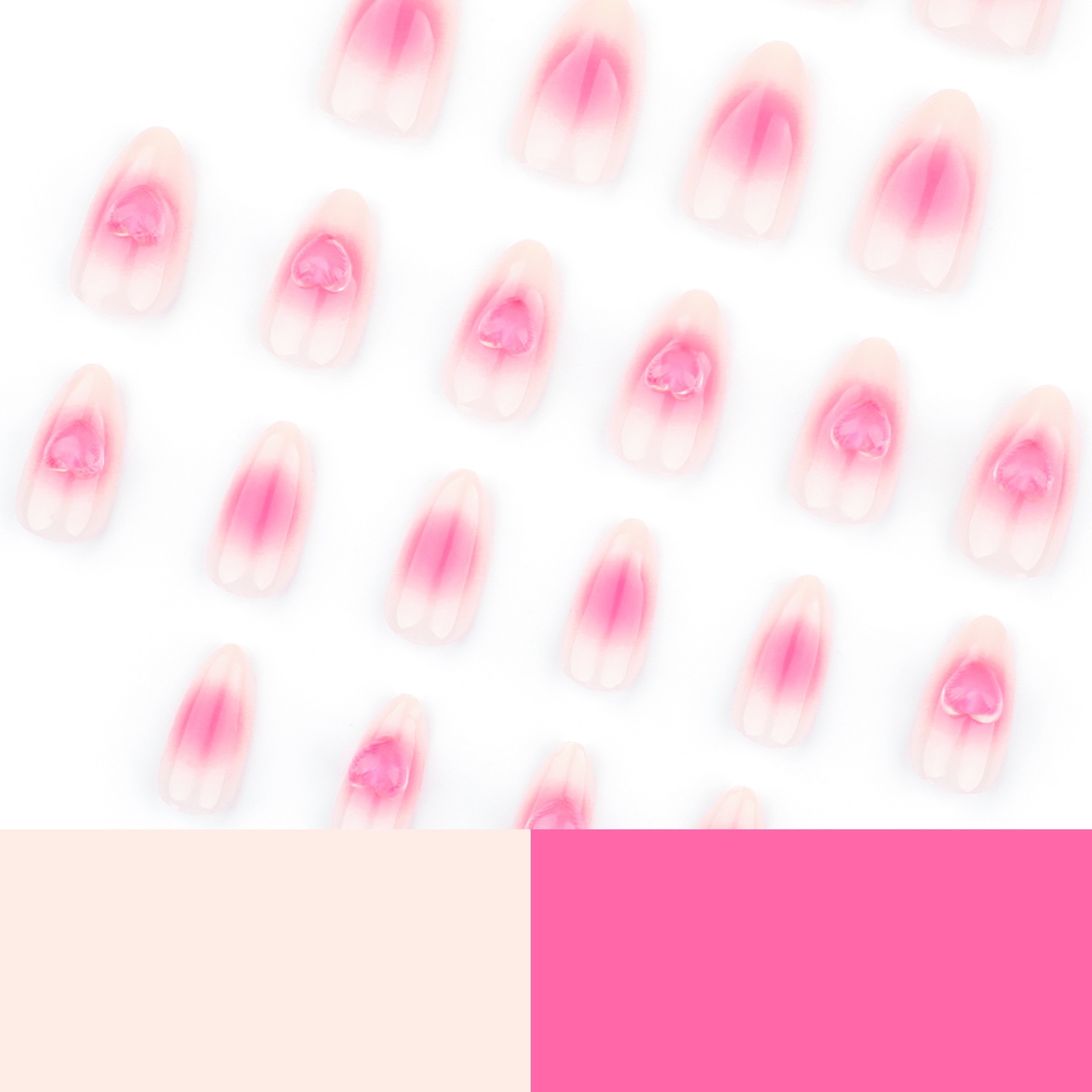 3D Pink Heart Medium Nails