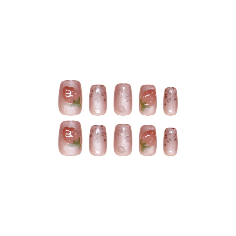 3D Strawberry Short Nails