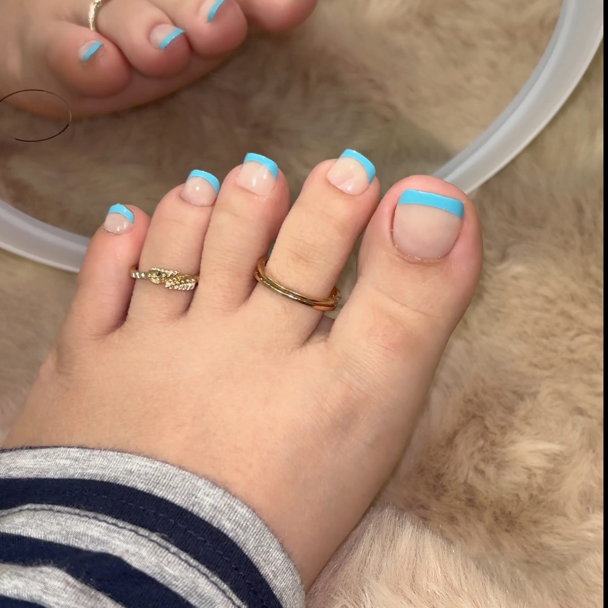 Blue French Tips Toe Nails