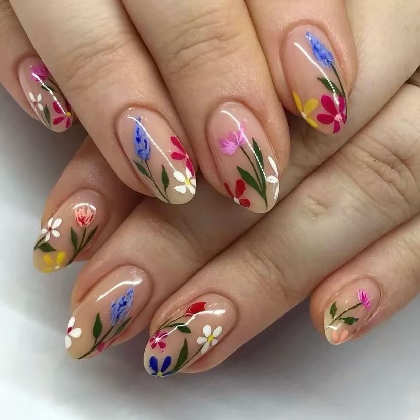 SummerFlowers Medium Nails