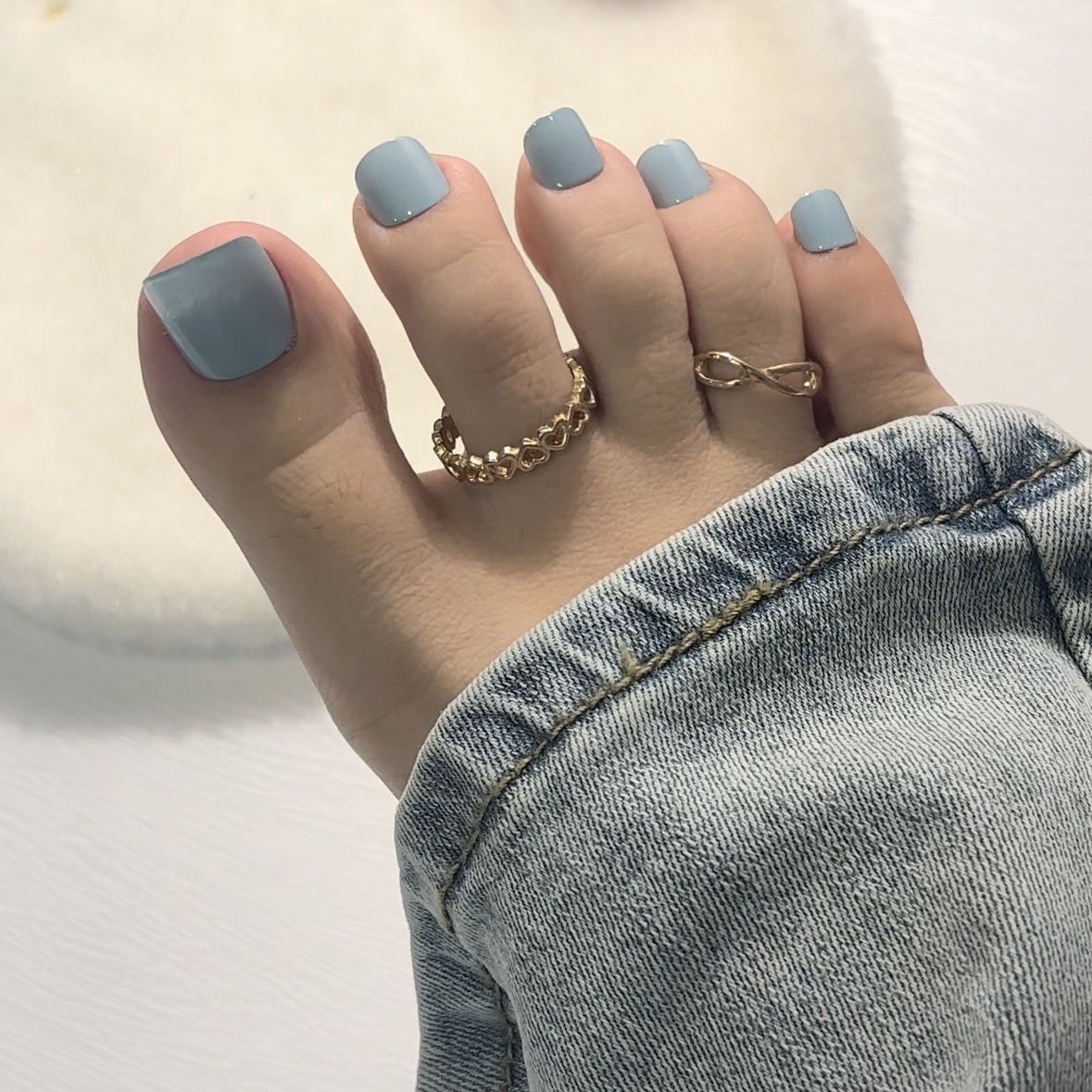 Pure Baby Blue Toe Nails 42pcs