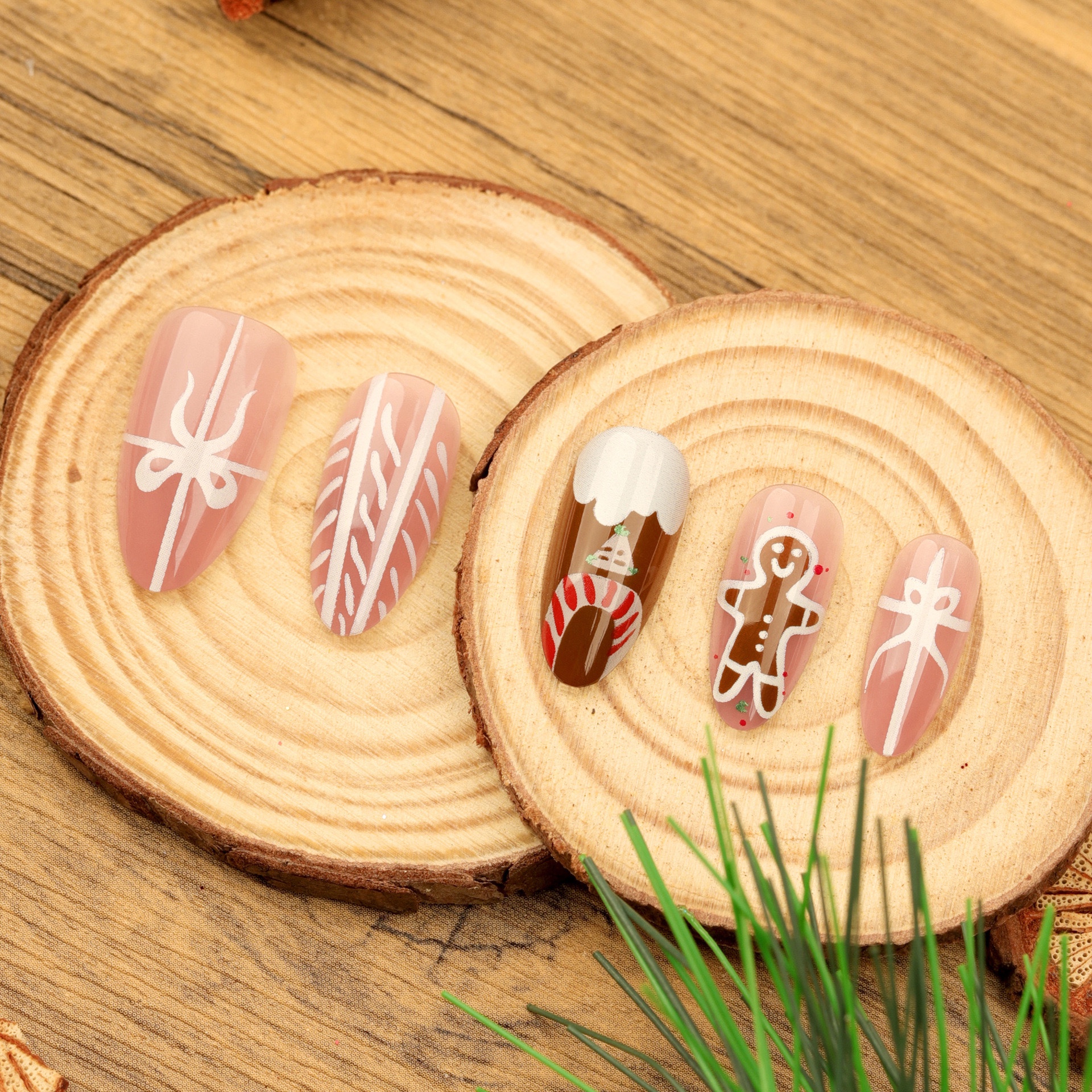 Gingerbread Man Christmas Nails