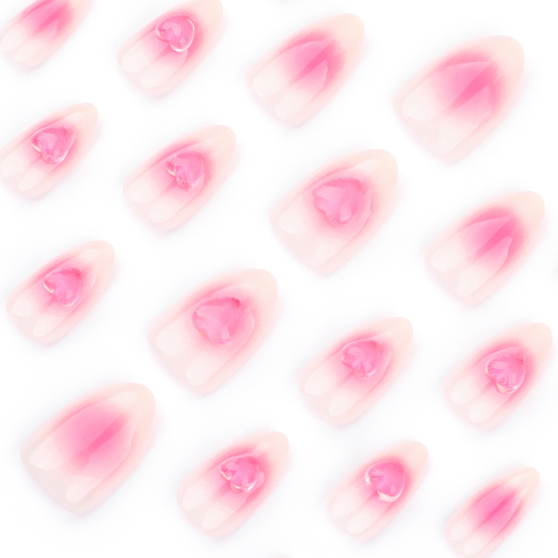 3D Pink Heart Medium Nails