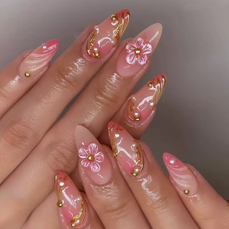 Golden Tulip Medium Nails