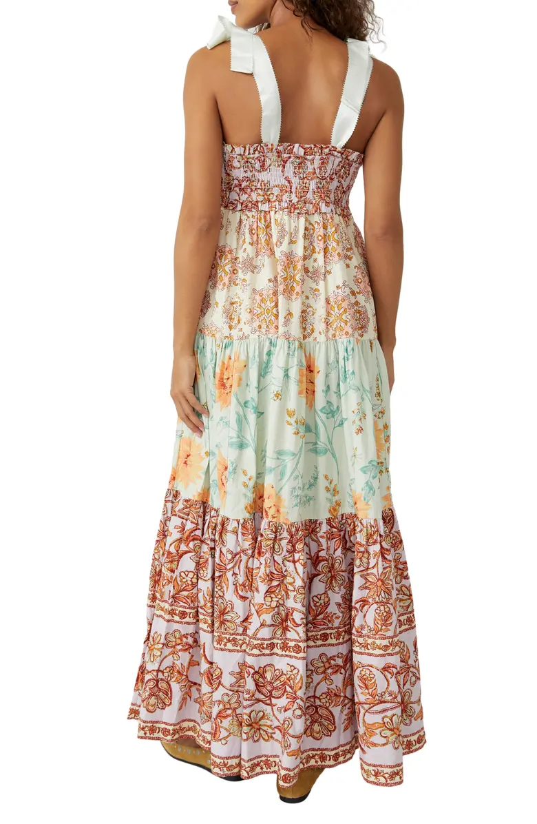 Mixed Print Cotton Maxi Dress