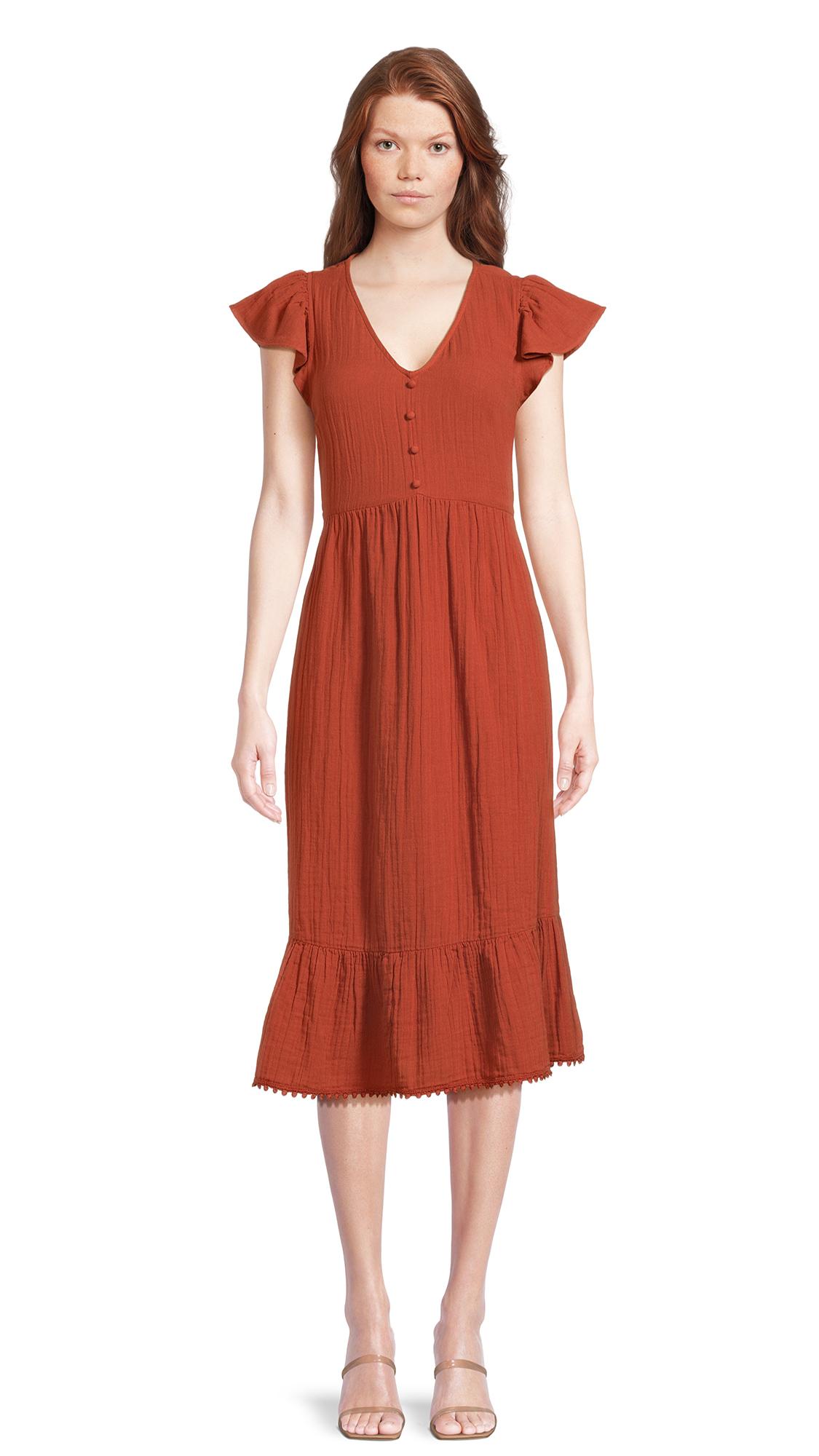 🎁💝Women's Flutter Sleeve Midi Dress