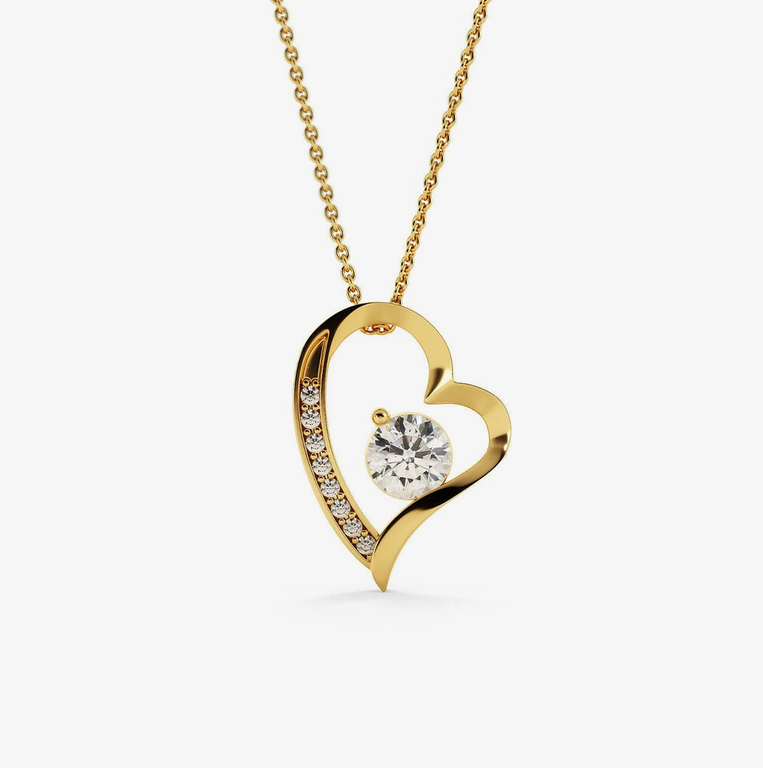 For Love - I Love You Always & Forever Diamond Heart Necklace
