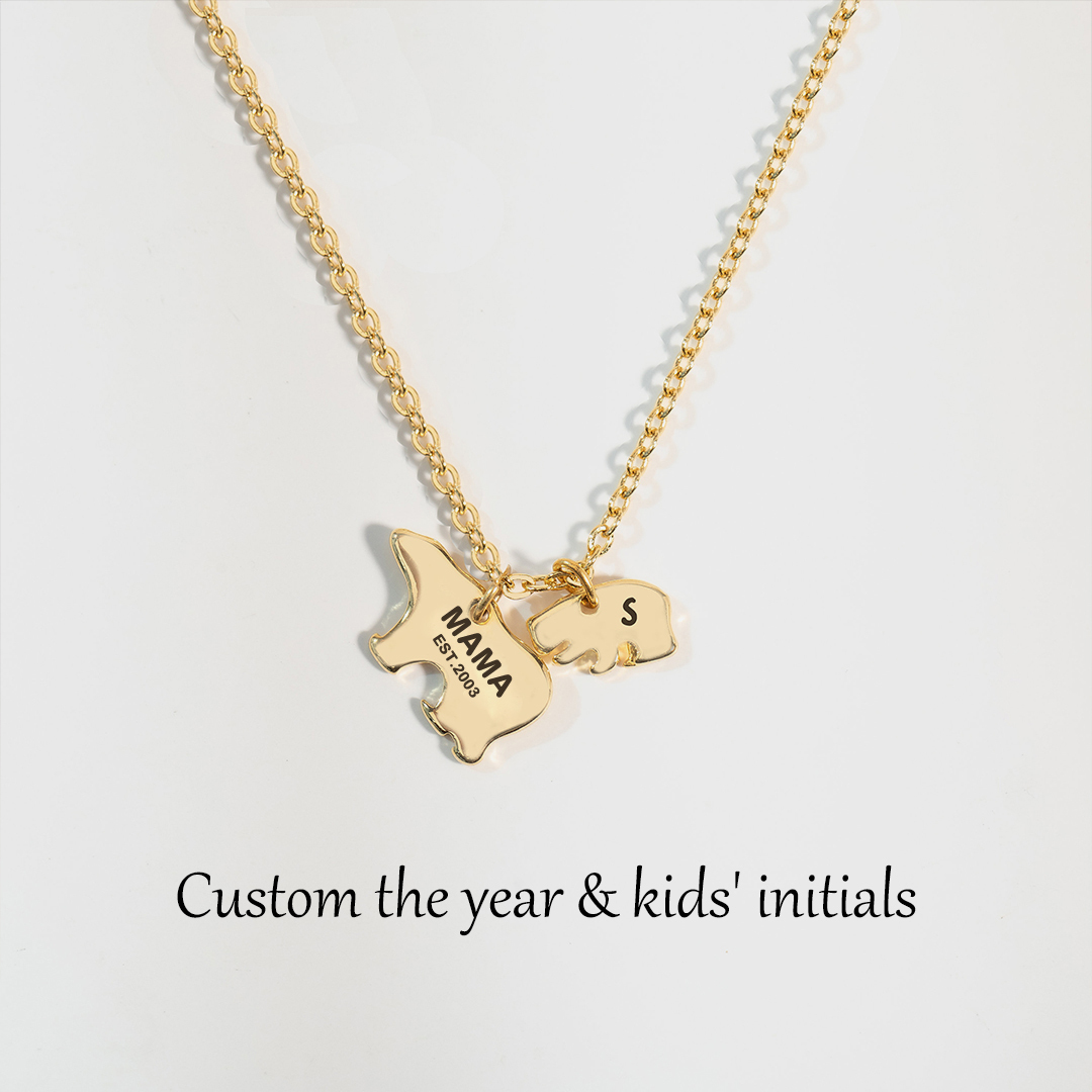 For Mother - You Are The Best Mama Bear In The World Initials Custom Necklace