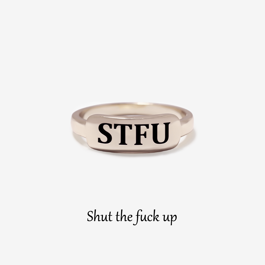 Shut The Fuck Up Dainty Bar Ring