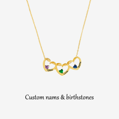 For Mother-Love Connected Name Birthstone Custom Necklace