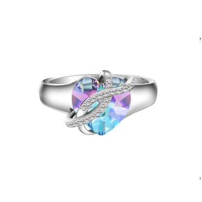 For Daughter-in-law - S925 Marriage Made Your Family Love Made You My Daughter Heart Crystal Ring
