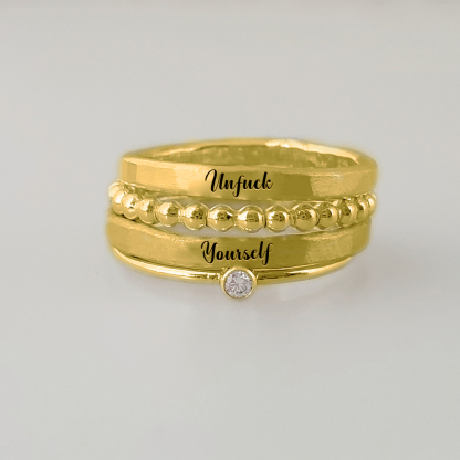 S925 Unf❤️ck Yourself Stacked Ring - 4 Rings Set