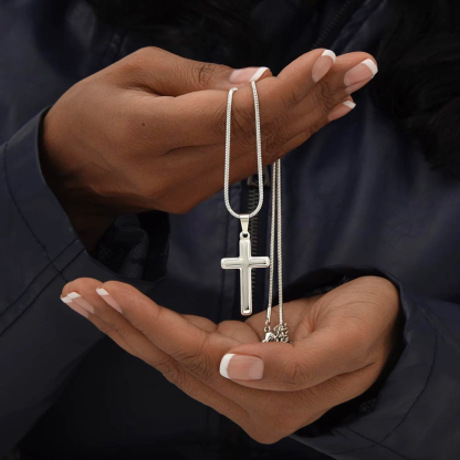 For Grandson - Whenever Your Cross Gets Heavy, Remember Whose Grandson You Are & Never Give Up Cross Necklace
