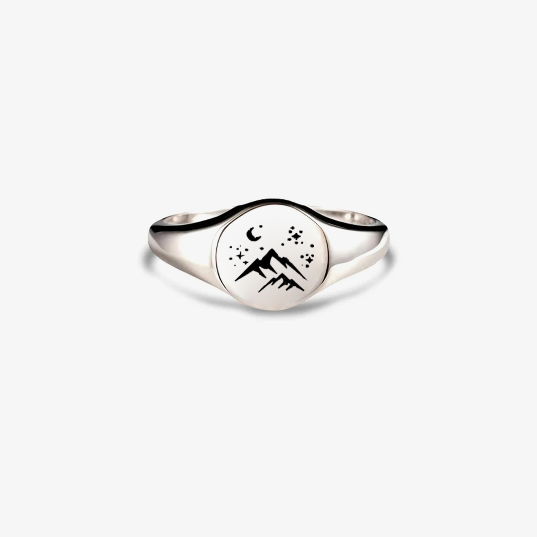 Keep Climbing Mountain Signet Round Ring