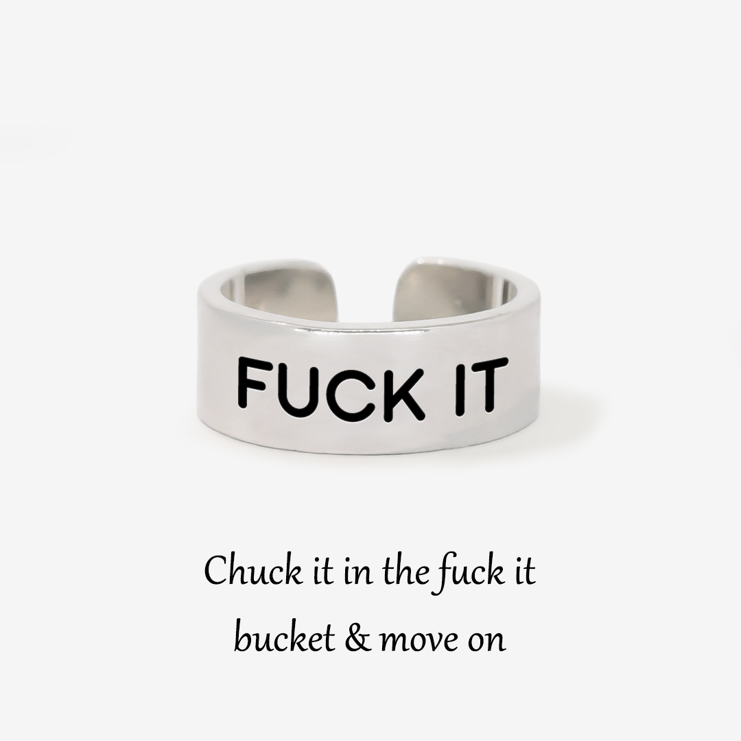 S925 Fuck It Wide Band Ring