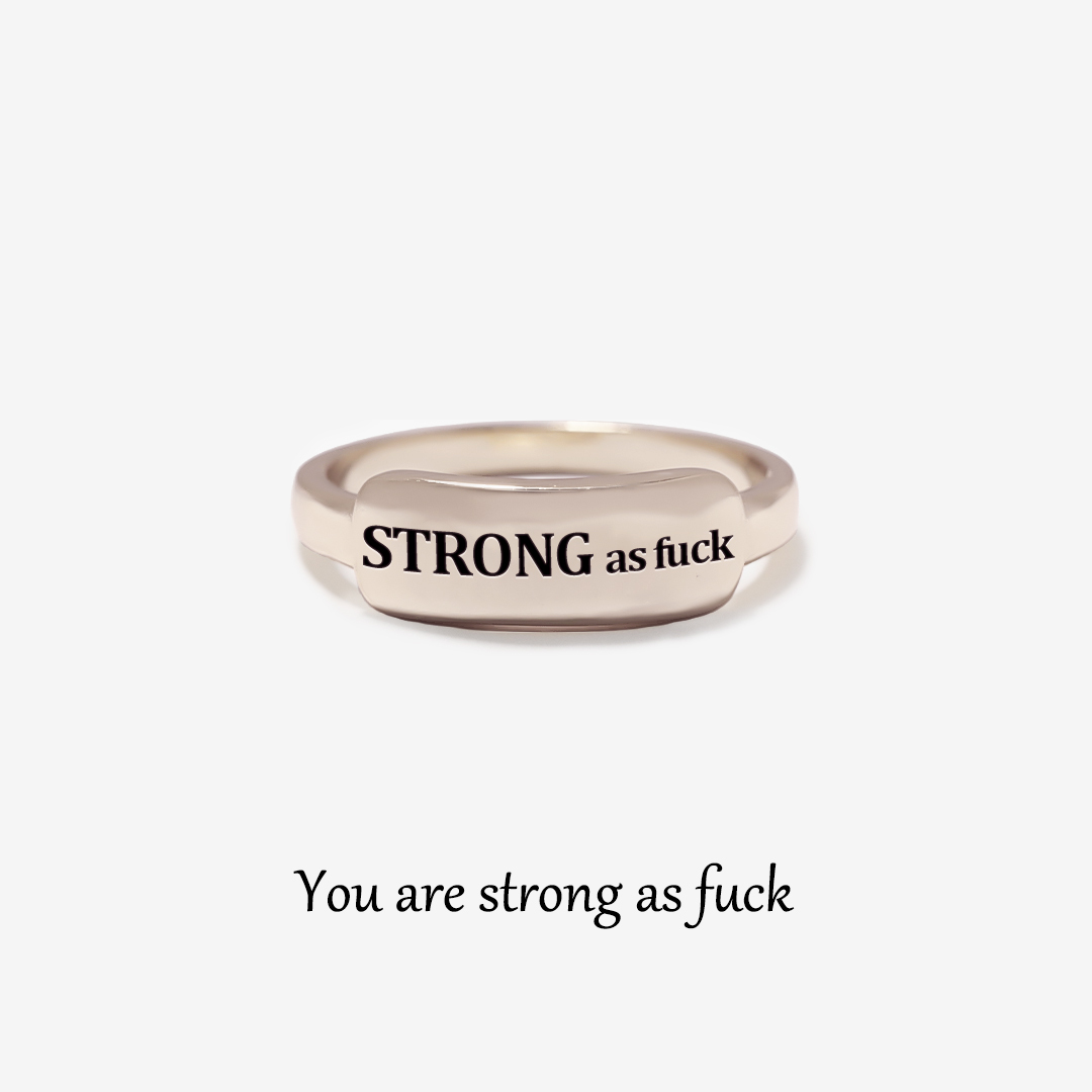 You Are Strong As Fuck Dainty Bar Ring