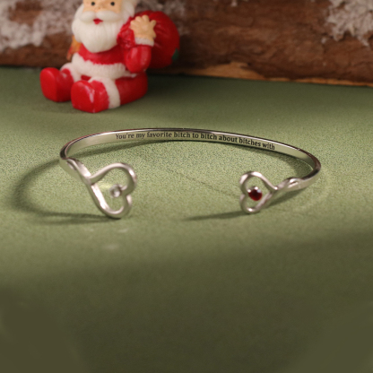 For Friend- You're My Favorite Bitch Double Hearts Custom Birthstones Bracelet