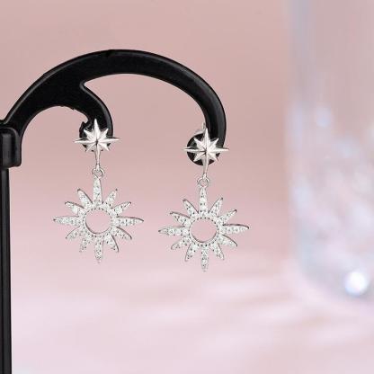 S925 Sparkle Octagram Earrings