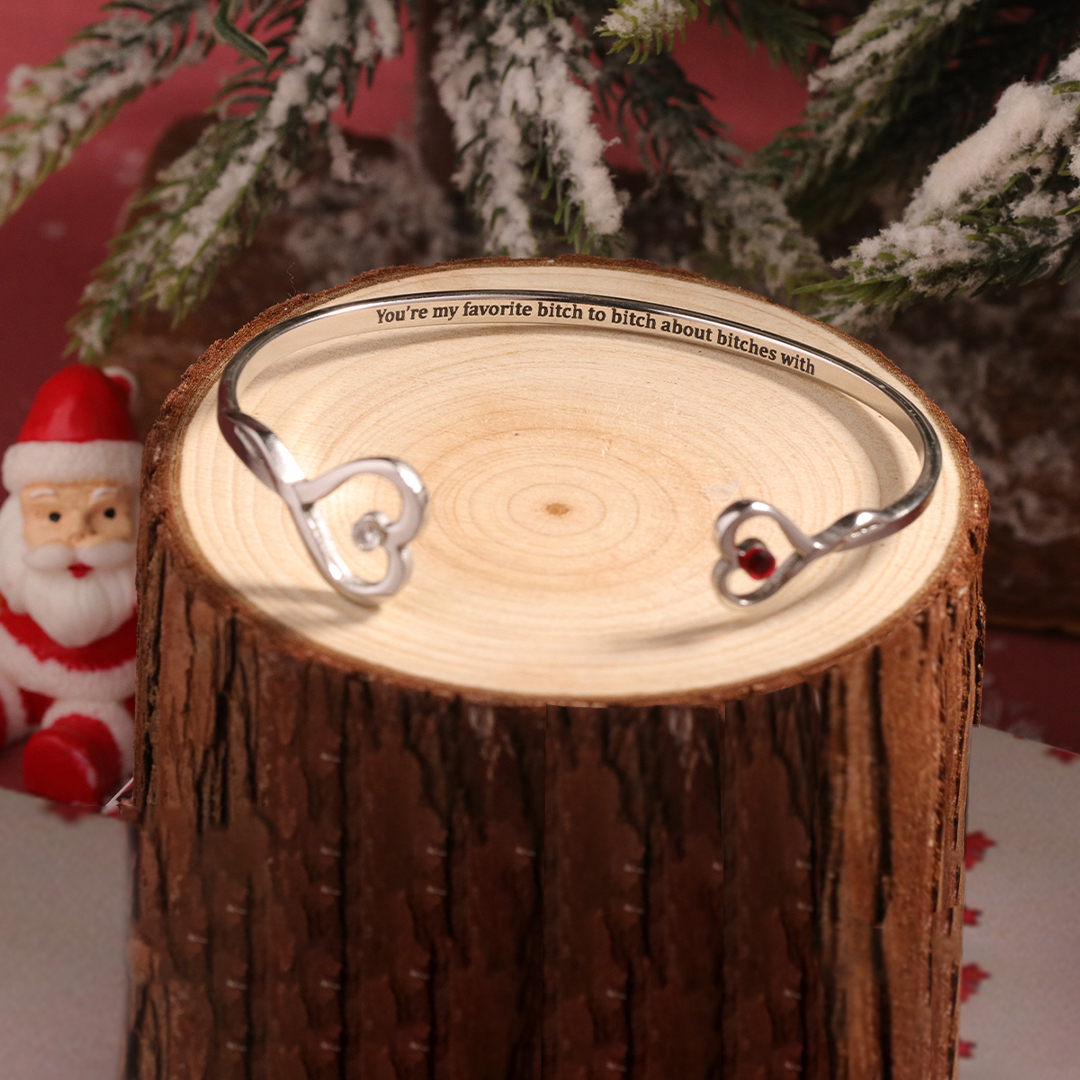 For Friend- You're My Favorite Bitch Double Hearts Custom Birthstones Bracelet