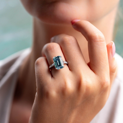 For Memorial - S925 Emerald Cut Diamond Ring