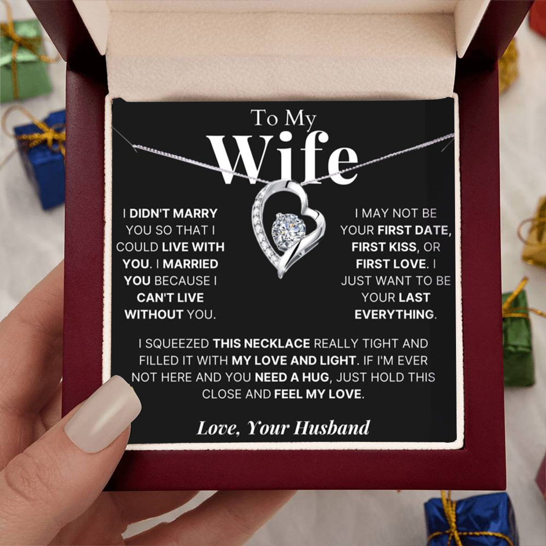 For Wife - Love From Husband Diamond Heart Necklace