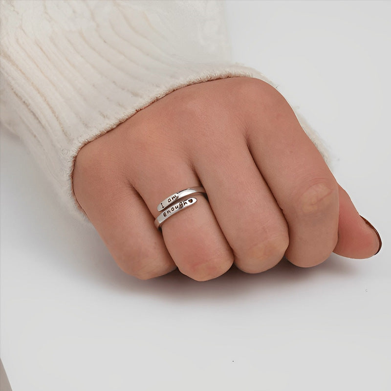 For Self - I Am Deserving of Everything Good Coming My Way Enough Heart Ring