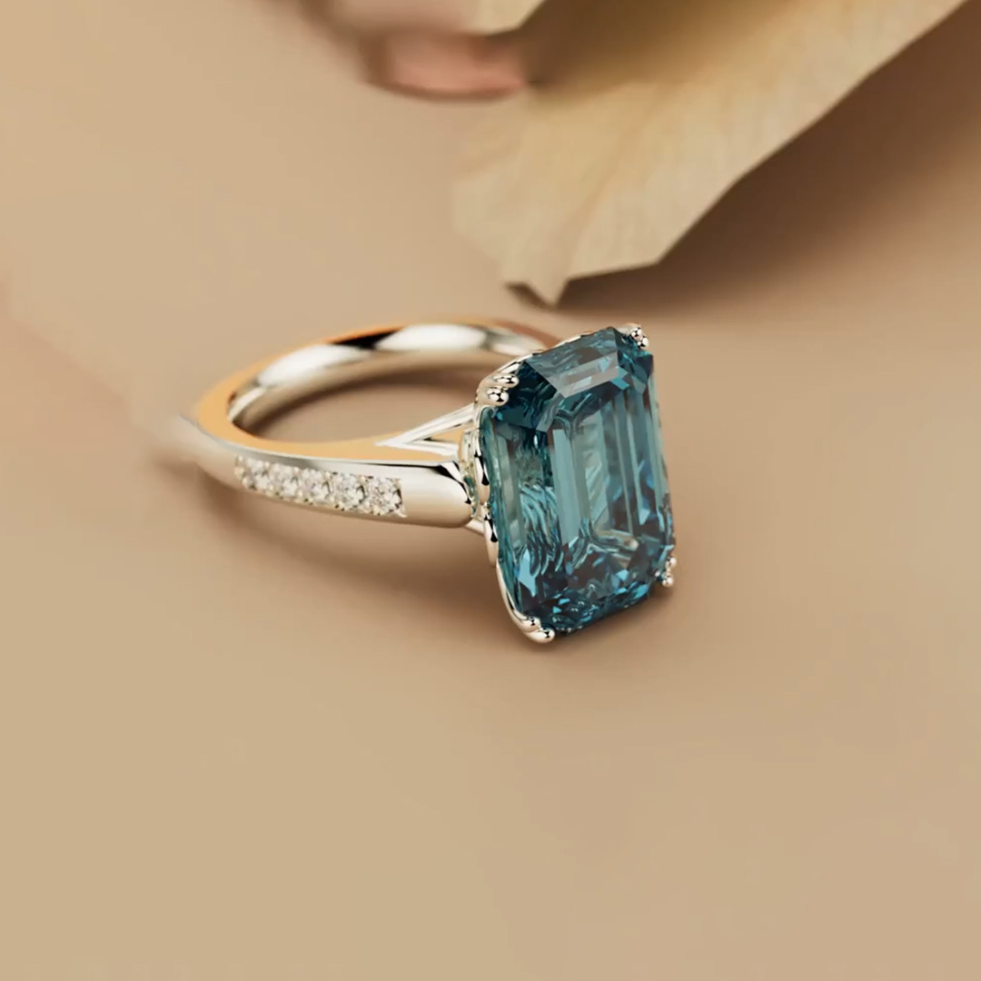 For Memorial - S925 Emerald Cut Diamond Ring