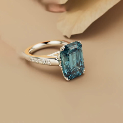 For Memorial - S925 Emerald Cut Diamond Ring