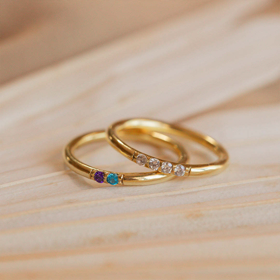 S925 Custom Birthstones Dainty Mini Ring