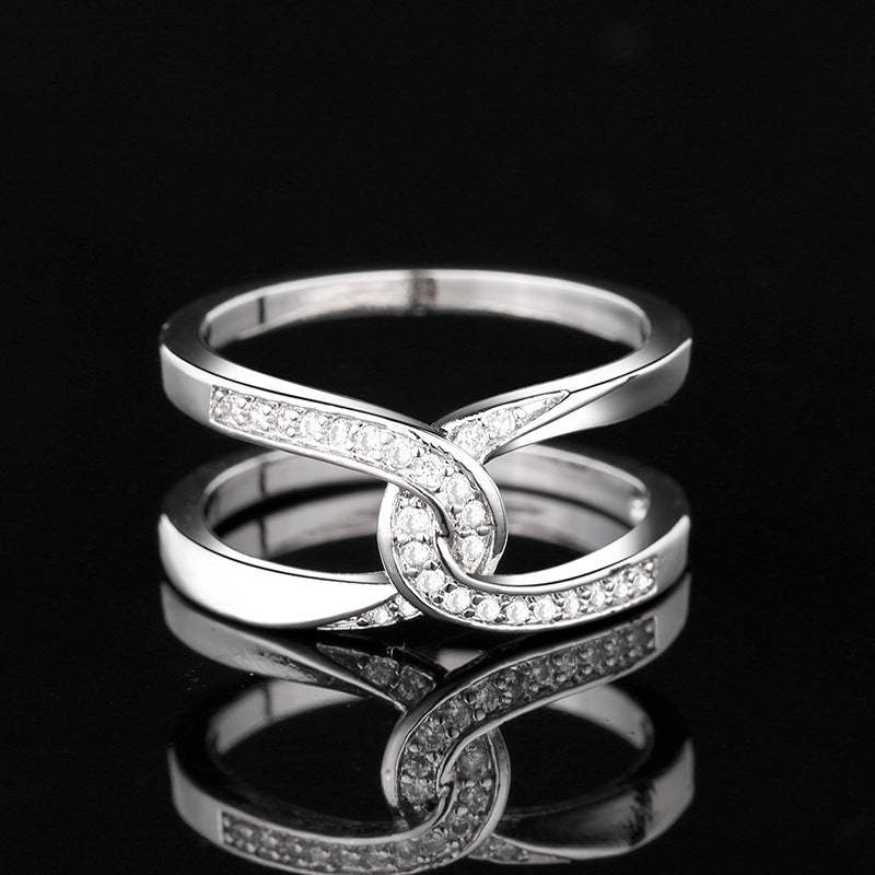 S925 No Matter How Busy We May be Our Hearts are Always Linked Together Cross Ring