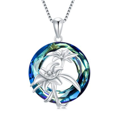S925 You Belong Somewhere You Feel Free Crystal Birth Month Flower Necklace