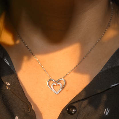 For Daughter - S925 Mother & Daughter Forever Linked Together Two Hearts Infinity Necklace
