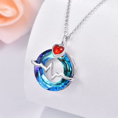 S925 Heartbeat Crystal Circle Necklace