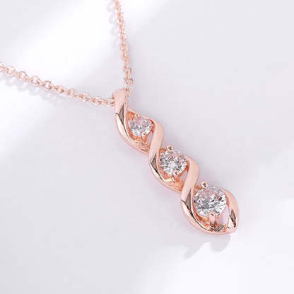 For Mother - S925 Thanks for Sharing Your DNA Three Diamond Spiral Necklace