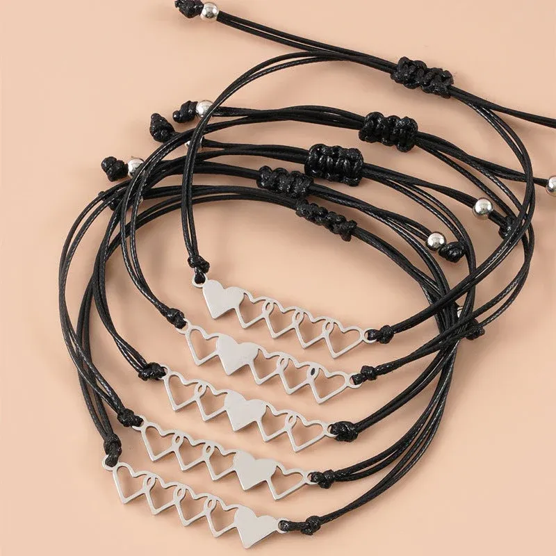 For Friend - Our Friendship Means the World to Me Heart to Heart String Bracelet