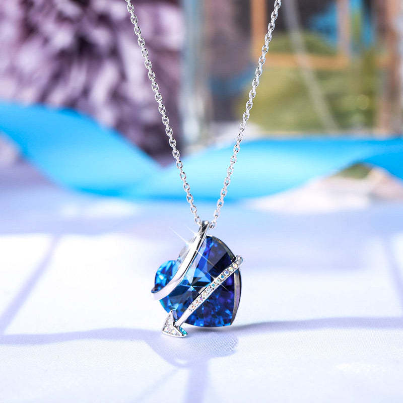 For Daughter - S925 Keep Going I¡¯ll Always be With You Heart Crystal Arrow Necklace