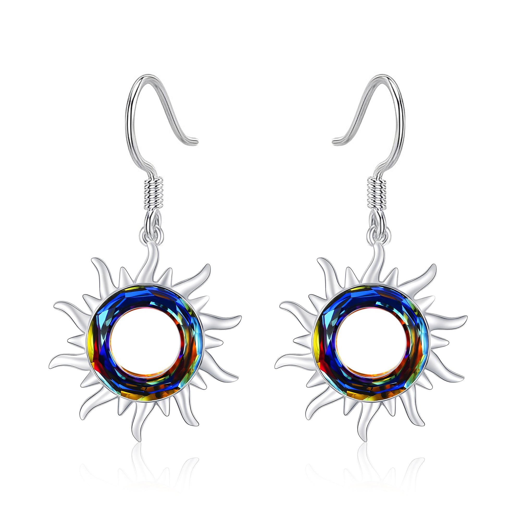 S925 Crystal Sun Earrings