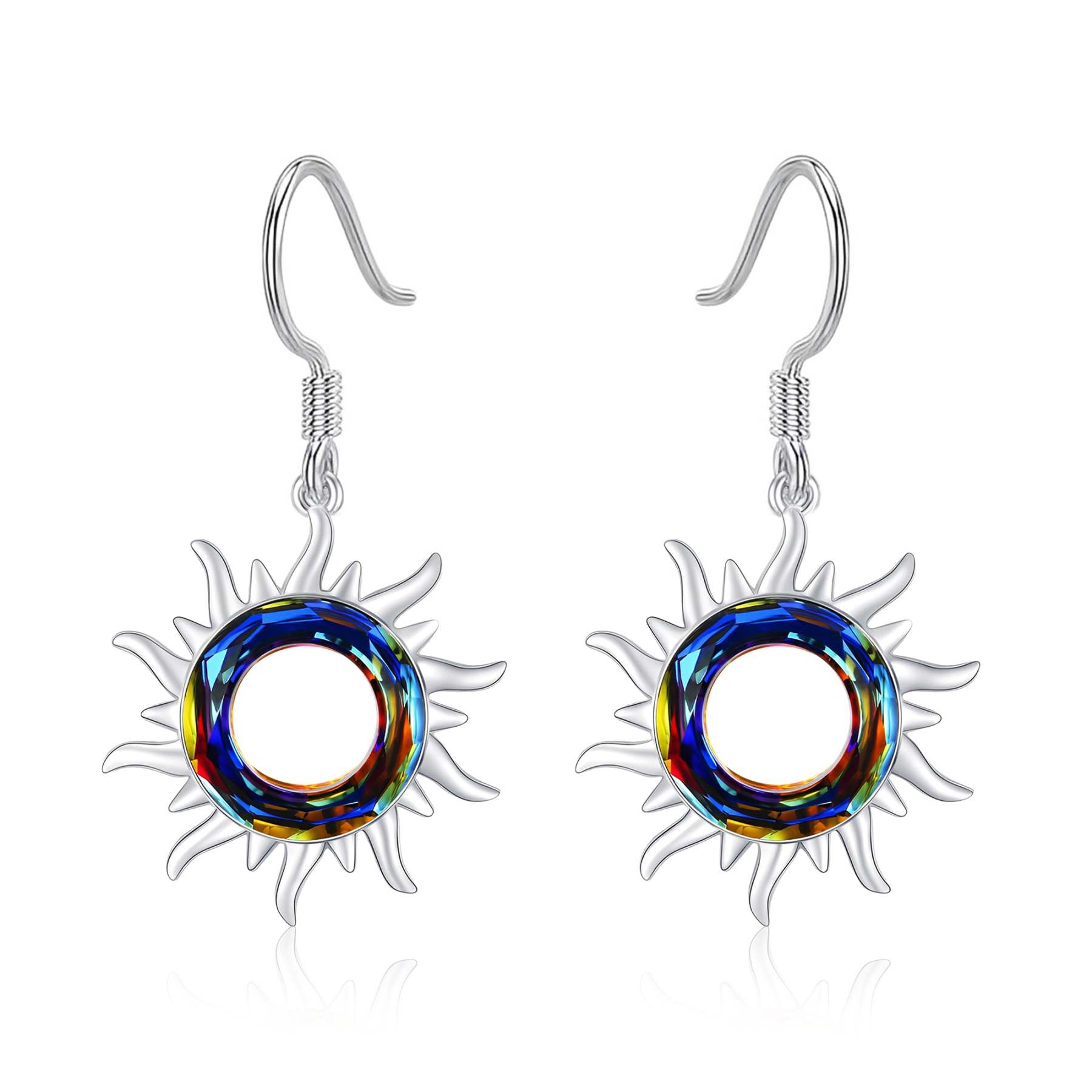 S925 Crystal Sun Earrings