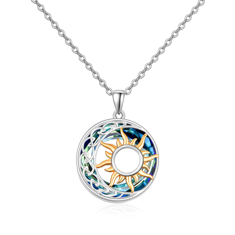 For Friend - S925 Thank You for Always being My Side Celtic Moon and Sun Necklace
