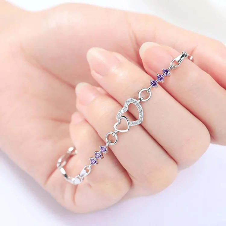 S925 Mother & Daughter Big Heart and Little Heart Bracelet