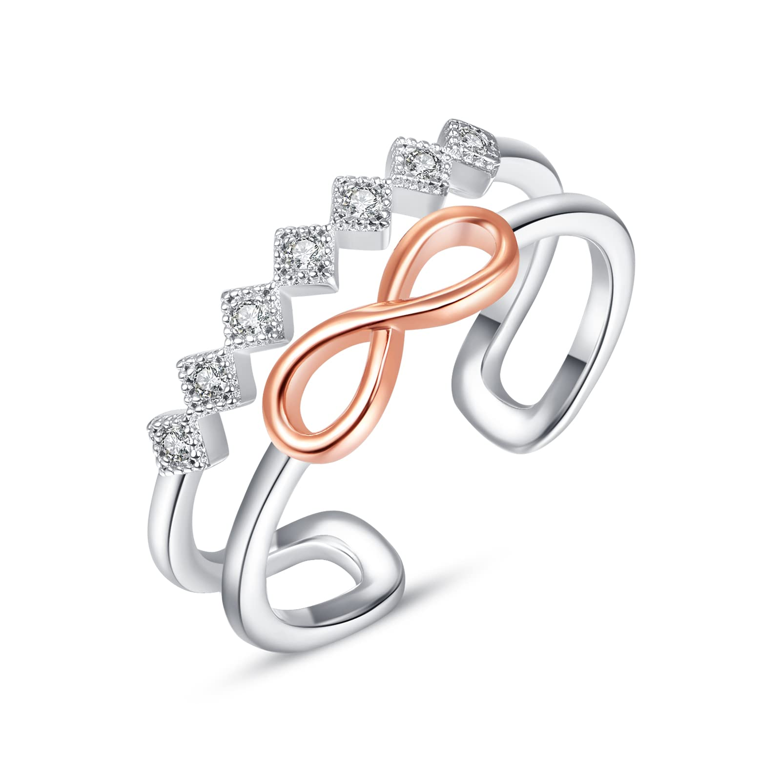 For Granddaughter - S925 Grandma and Granddaughter Forever Linked Together Infinity Double Layer Ring